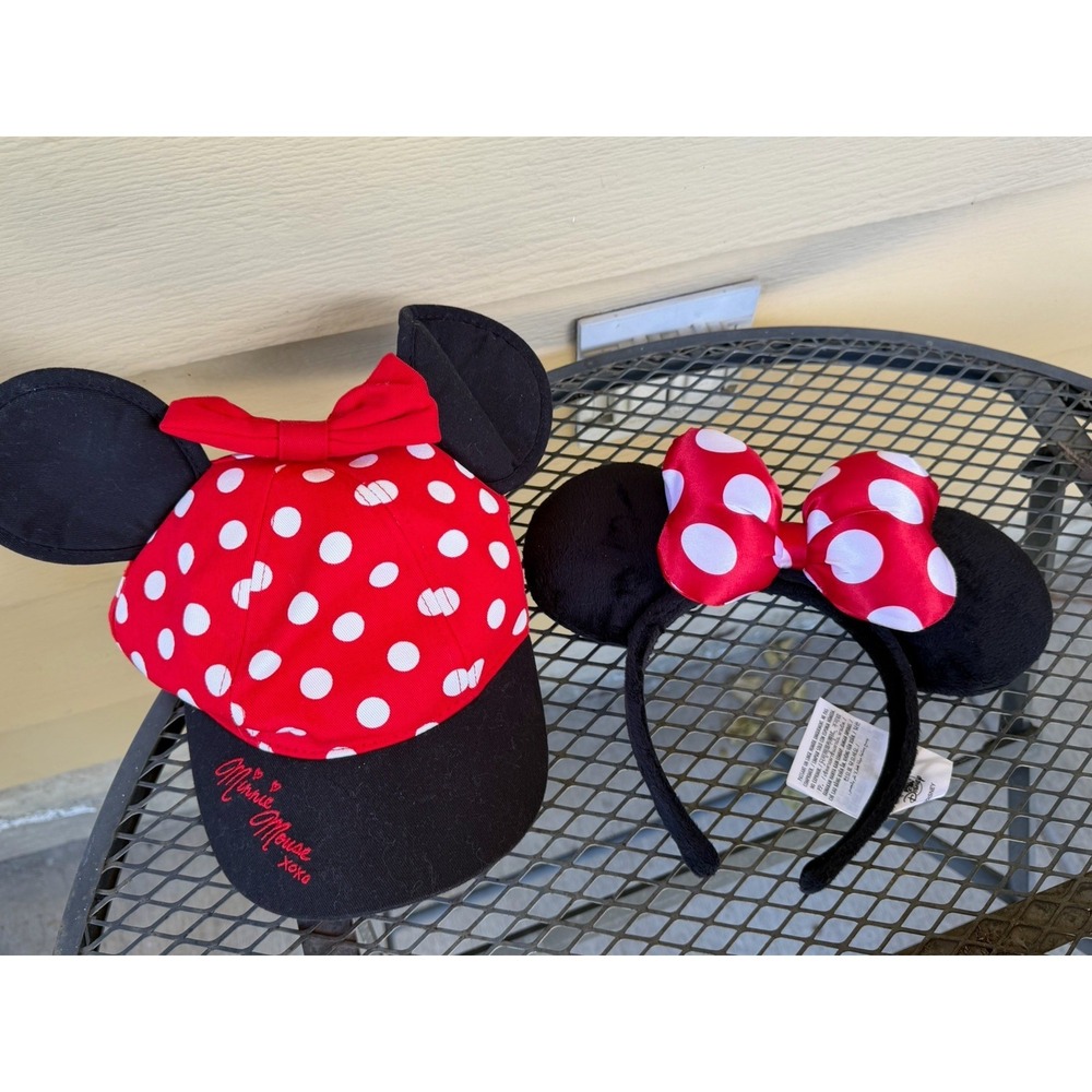Lot 2 Walt Disney World Kids Minnie Mouse Polka Dot Ear Hat - Youth Size Ears